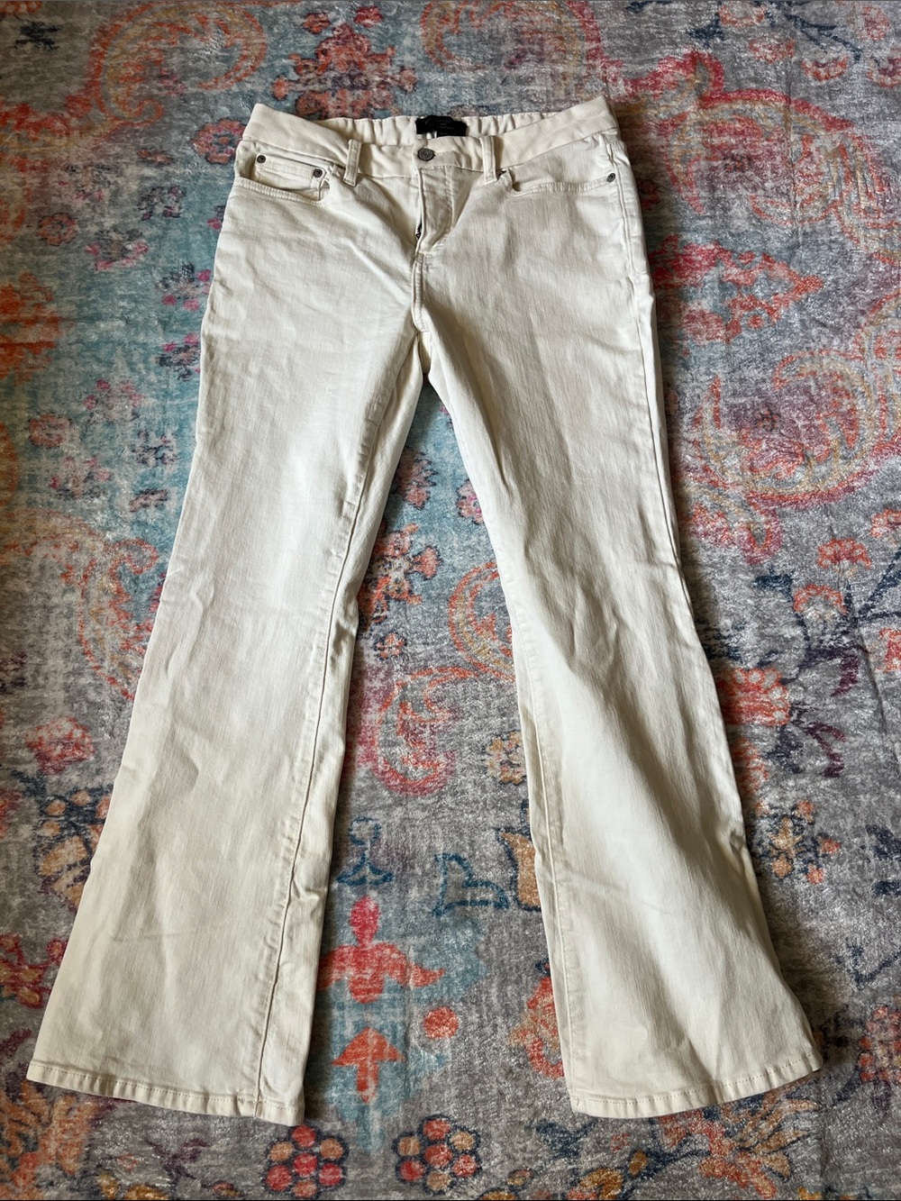 Banana Republic Cream Flare Wide-Leg Jeans